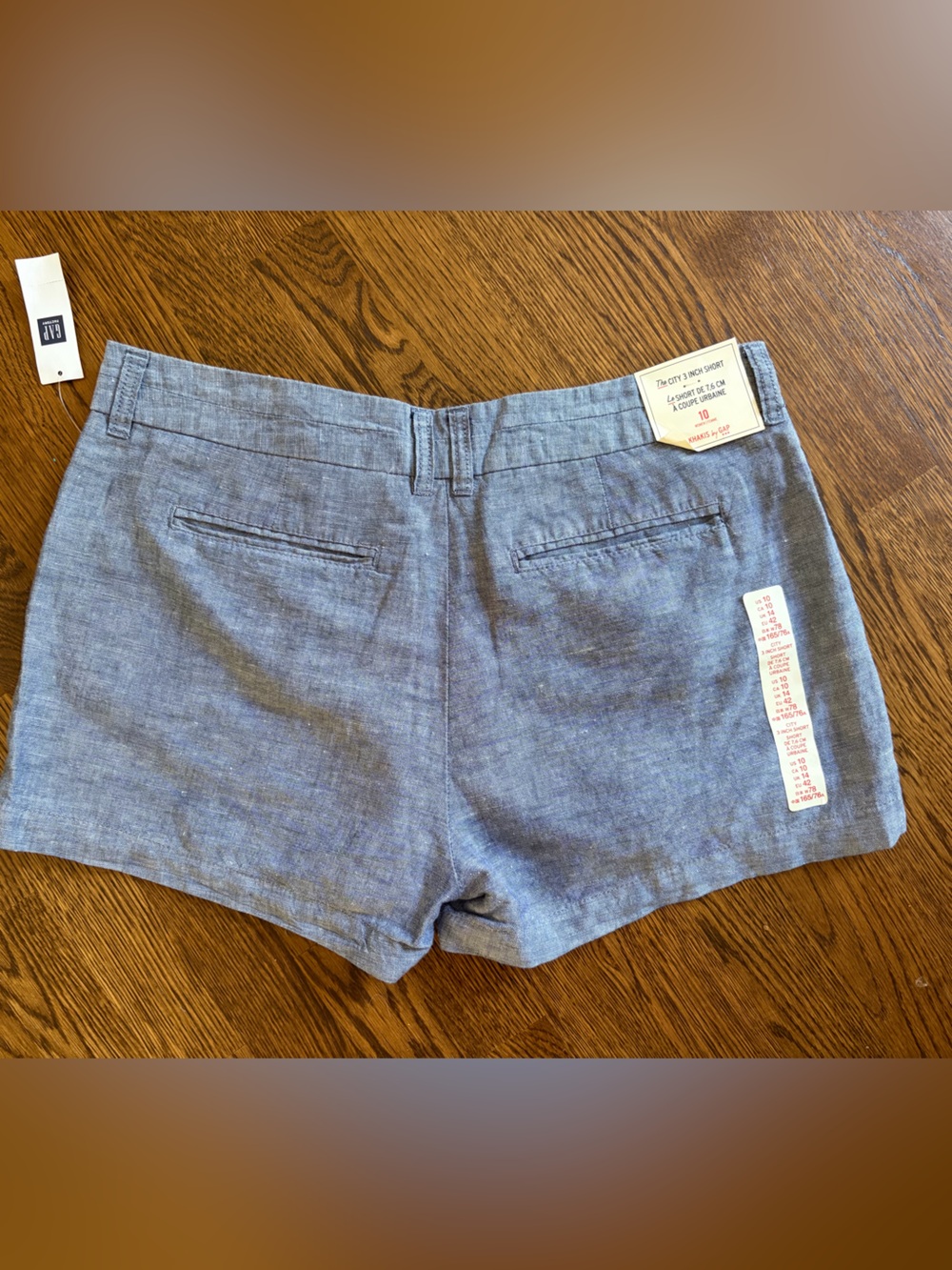2 GAP Women’s Light Blue Chambray Flat-Front Shorts, 3” and 5” inseam, size 10 - Picture 9 of 10